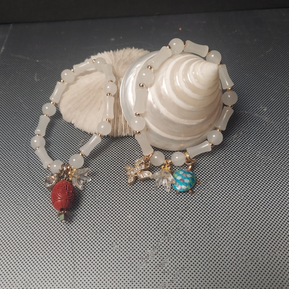 Lucky Money Magnet turtle Butterfly jade cinnbar bracelet charm rhinestone